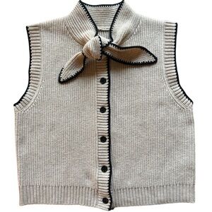 Commense Cream and Black Knit Sweater Vest